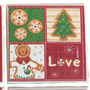 Christmas Holiday Gingerbread Baker Love Tree Cookies Coaster Set of 4 MSI 2012